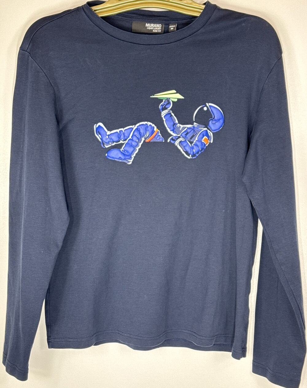 Murano Liquid Luxury, Long Sleeve Astronaut Graphic T-Shirt, Medium, Men